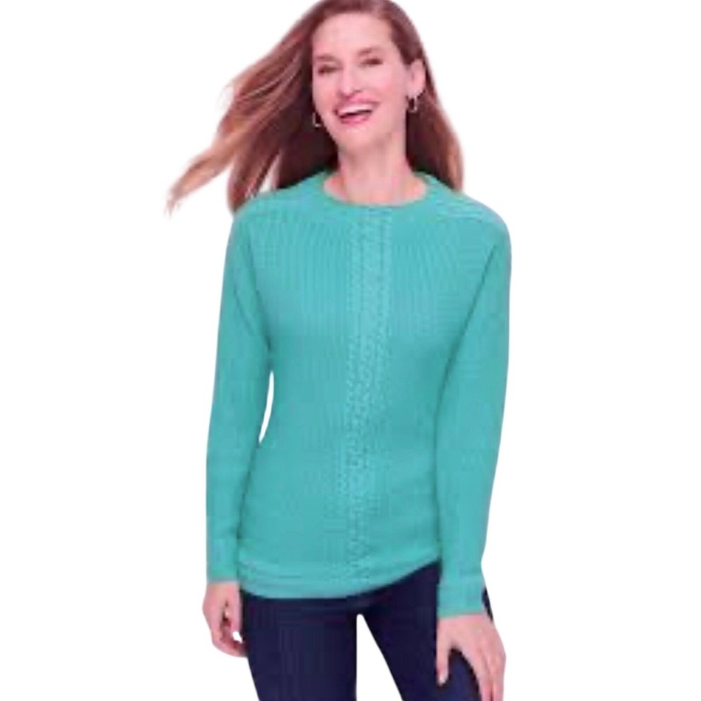 Talbots Medium Green Cable Knit‎ Sweater Lambswool Blend Warm
Quality